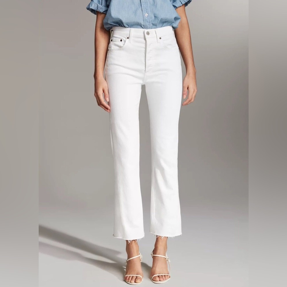 Aritzia White Bailey Crop Flare Jeans